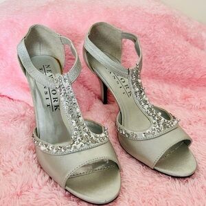 New York Transit Silver Embellished Women's Heels